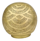 kleine runde Messingtischlampe mit orientalischem Muschelmuster