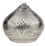 Zwiebelförmige Messingtischlampe mit schönem Fächermuster und Silberlegierung