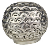 Runde Tischlampe aus Messing mit Silberlegierung und Muschellochmuster