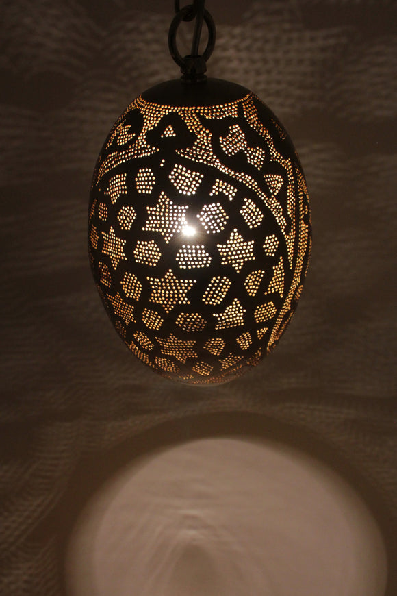 FEIN GELOCHTE messinglampe mit orientalischen Sternenmuster
