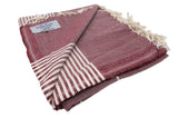 leichtes Sommertuch, Hamamtuch, Saunatuch, Haltstuch, Schal, Bordeaux Rot, weiße Streifen, 100% Baumwolle, Türkei