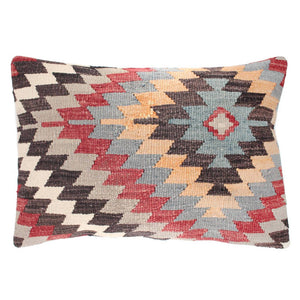 Kelimkissen, alt, Anatolien, Zickzack, blau, rot grau schwarz, Wolle, handgewebt, starkes Muster, Vintage, Naturfarben, Handarbeit, anatolisches Sitzkissen, türkisches Kelimkissen, Dekokissen