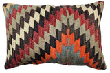 Kilim mit Zick-zackmuster in rot schwarz-blau-orange